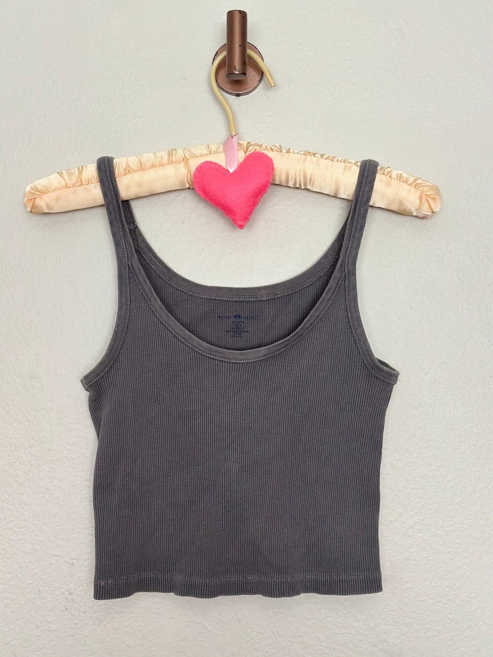 Brandy Melville Charcoal Gray 100% Cotton Scoopneck Ribbed Tank Top